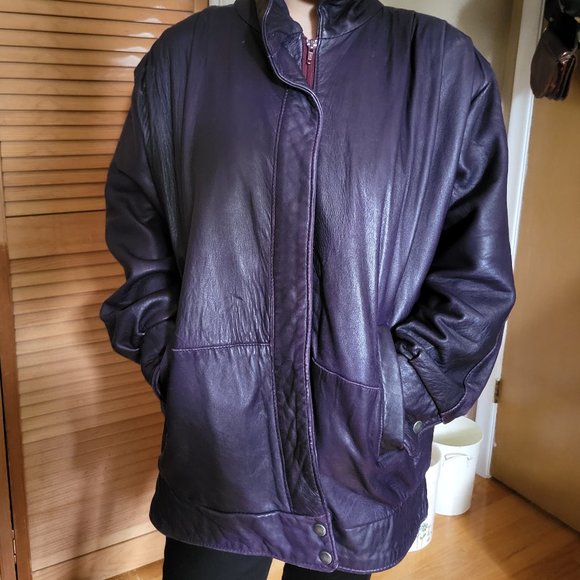 Vintage Massimo Purple Leather Jacket - Picture 1 of 3